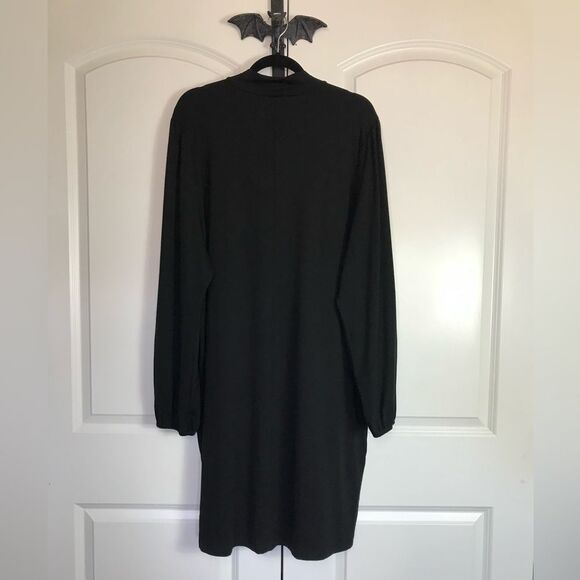 Torrid Black Dress, Puff Sleeves, Soft, Stretchy, High Neck, Sexy, NWT 3X - Picture 5 of 14